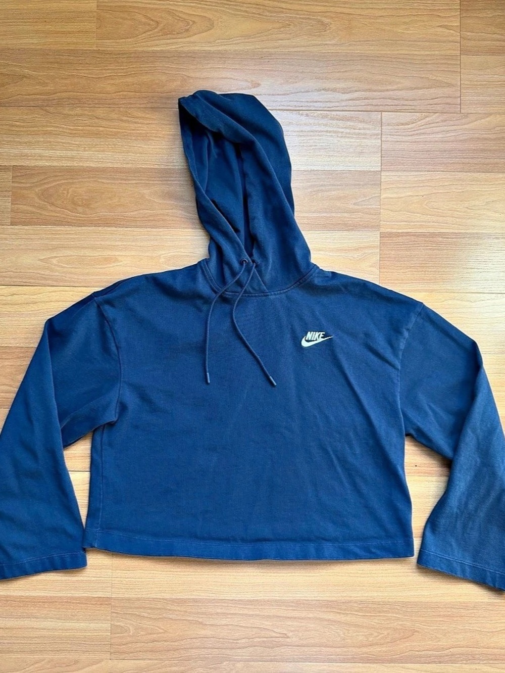 Nike Women’s Cropped Hoodie Small Blue Navy Pullover Drawstring